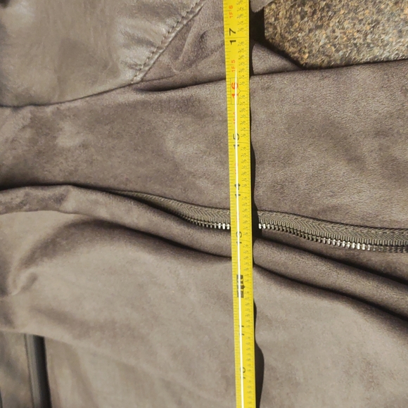 NEW! Asymmetrical Moto Drape Front Zip-Up Faux Leather/Suede Jacket - Picture 9 of 16